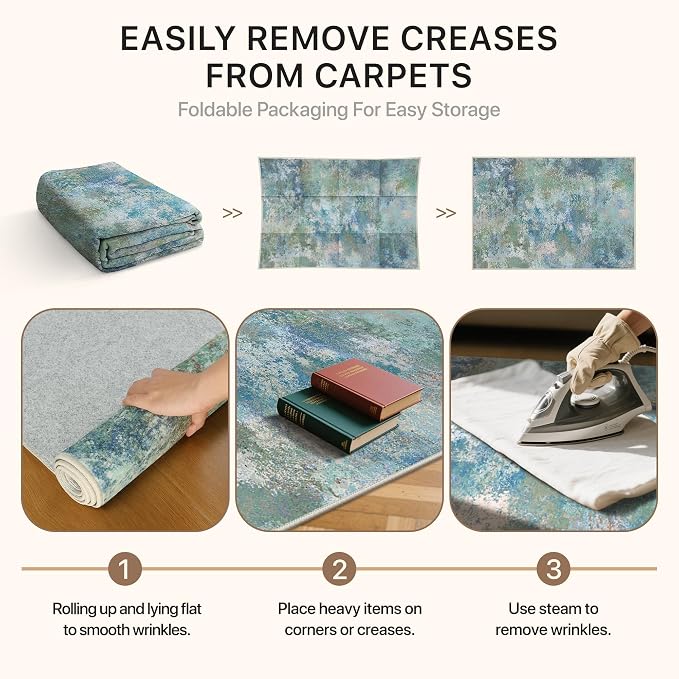 GENIMO Runner Rug Non Slip 2x6, Washable Rug Runner for Hallways Kitchen, Abstract Modern Kitchen Rugs, Low Pile Lightweight Carpet Runners for Entryway, Bedroom, Laundry, Aqua Blue