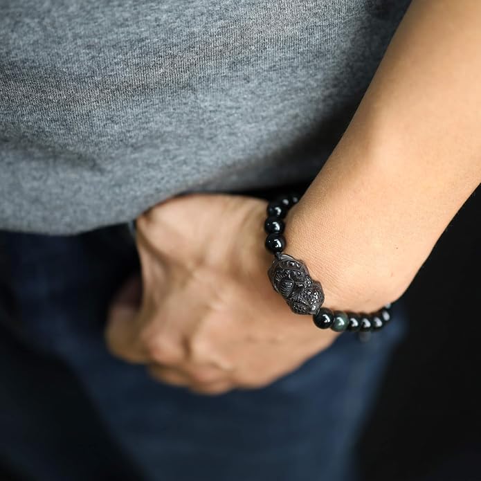 COAI Chinese Feng Shui Pixiu Piyao Stone Tiger Eye/Obsidian/Aventurine Bracelet