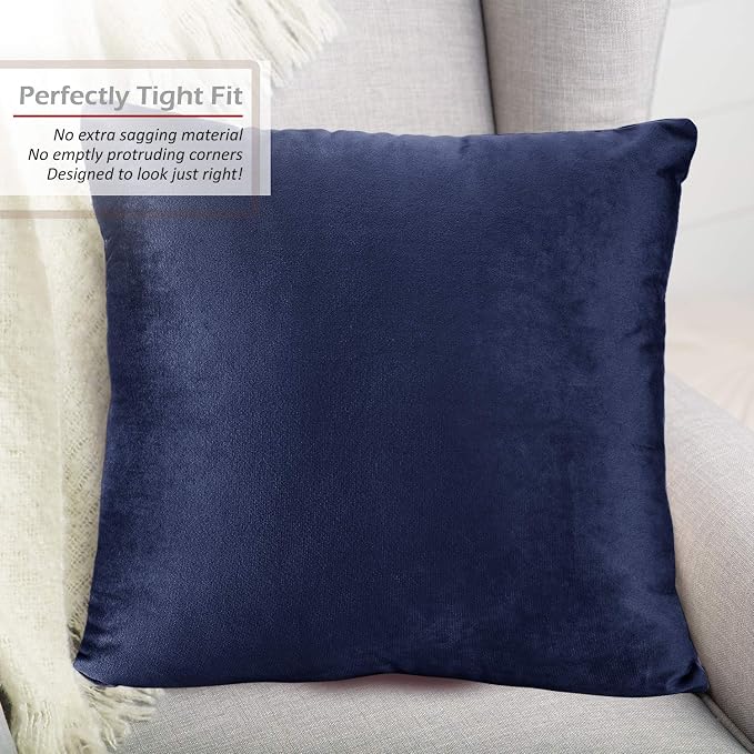 Nestl Throw Pillow Covers, Cozy Velvet Decorative Autumn Pillow Covers 22x22 Inches, Soft Solid Couch Pillow Covers for Sofa, Bed and Car, Set of 4 - Royal Blue