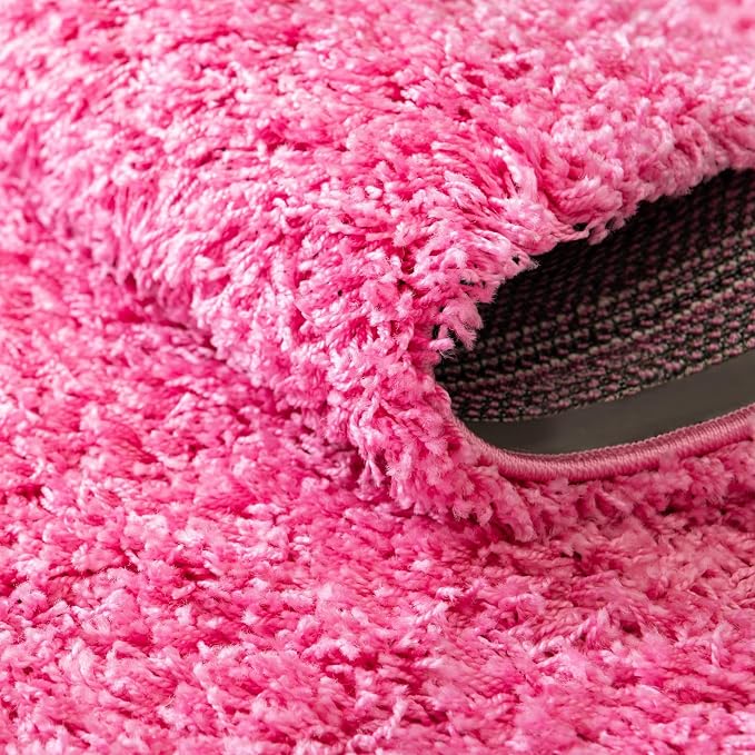 Unique Loom Solid Shag Collection Area Rug (7' 1" x 10' Rectangle, Taffy Pink)