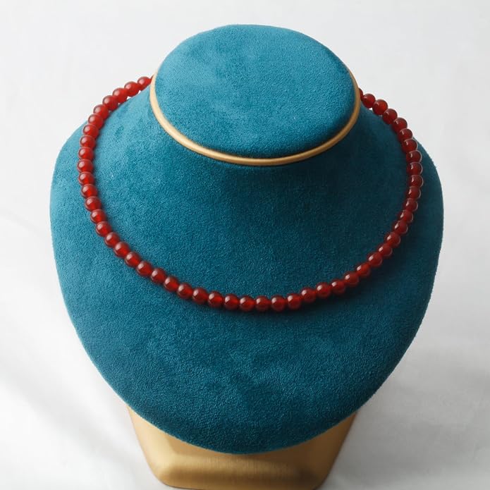 Kakikaki Natural Agate Choker Necklace Sterling Silver Round Beads Strand Necklace for Women