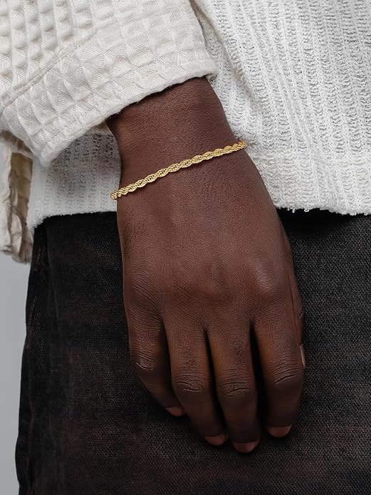 U7 Link Bracelets for Men, Cuban Link/Rope/Watch Band Solid Bracelet, Silver Black Gold Color Wrist Bracelet 3/6/9/12/15mm Width, 6.5/7.5/8.3 Inch Length, Hand Chain Jewelry for Mens Women