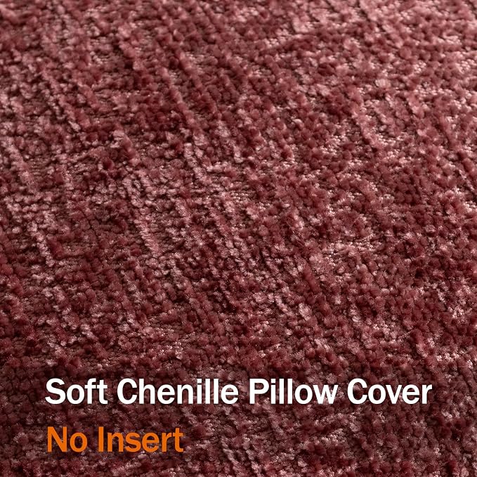 DEZENE Pack of 2 Christmas Burgundy Fall Decorative Throw Pillow Covers 20x20 Cozy Soft Chenille Accent Vintage Square Couch Pillow Covers for Home Decor Bed Sofa Living Room