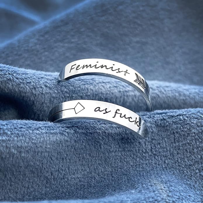 Vrycot Adjustable silvery Inspirational Stainless Steel Adjustable Bands Cool Stacking Opening Gift for Women Statement