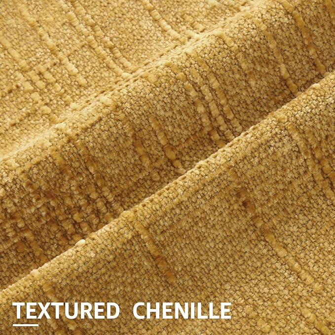 decorUhome Textured Chenille Throw Pillow Covers 16x16 Set of 2 Yellow | Fall Modern Farmhouse Soft Cozy Slubby Couch Pillow Cases Boho Decorative Pillow Cases for Bed Sofa Living Room Home Decor