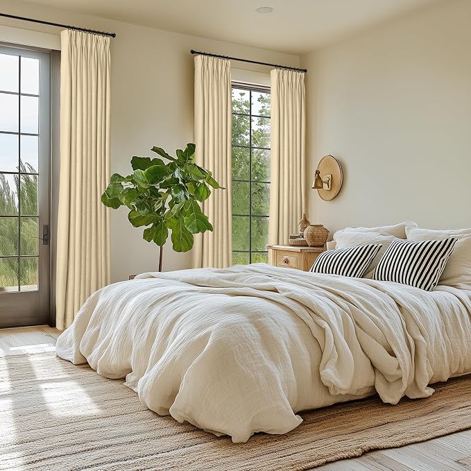 CAPALOCA Pinch Pleated Curtains Blackout, Linen Blackout Curtains 108 inches Long 2 Panels Set for Bedroom, Thermal Insulated Pinch Pleated Drapes for Living Room, 40"W x 108"L (Pack of 2), Dark Linen