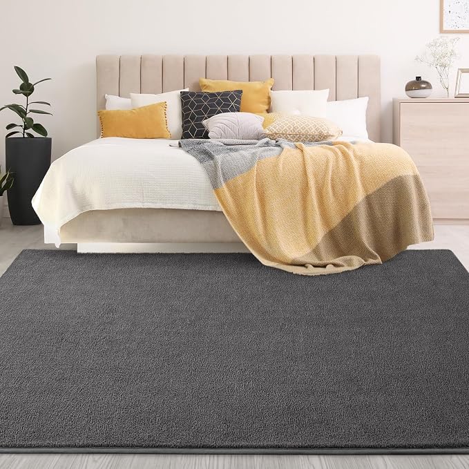 Gifeas Large Ultra Soft Modern Area Rugs for Living Room Bedroom, 5x8 Feet Dark Grey Thickened Memory Foam Indoor Solid Minimalist Carpets, Non-Slip Comfy Rug for Boys Girls Nursery Room Home Decor