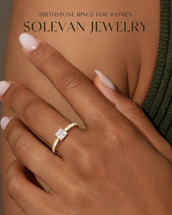 Birthstone Gold Rings for Women Non Tarnish 14K Gold Plated Stackable Cubic Zirconia Thumb Rings Dainty Cute Emerald Eternity Band Pinky Ring Engagement Wedding Promise Rings Jewelry Gifts