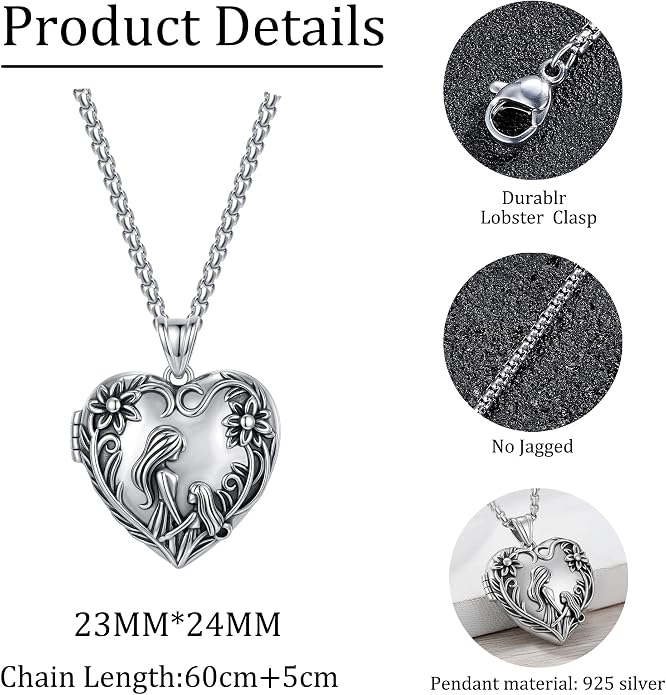 925 Sterling Silver Necklace for Men Women, Birthday Keepsake Jewelry Gifts for Mom Dad Friend