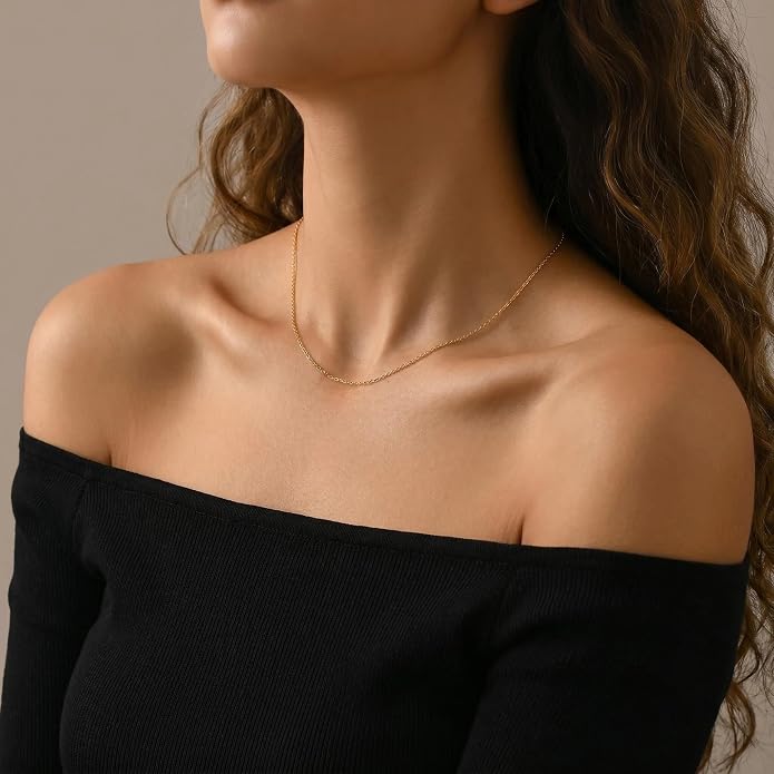 Gold Chain Necklace for Women Dainty Simple Satellite Beaded Twisted Chain Choker Necklace Everyday Jewelry Christmas Gifts