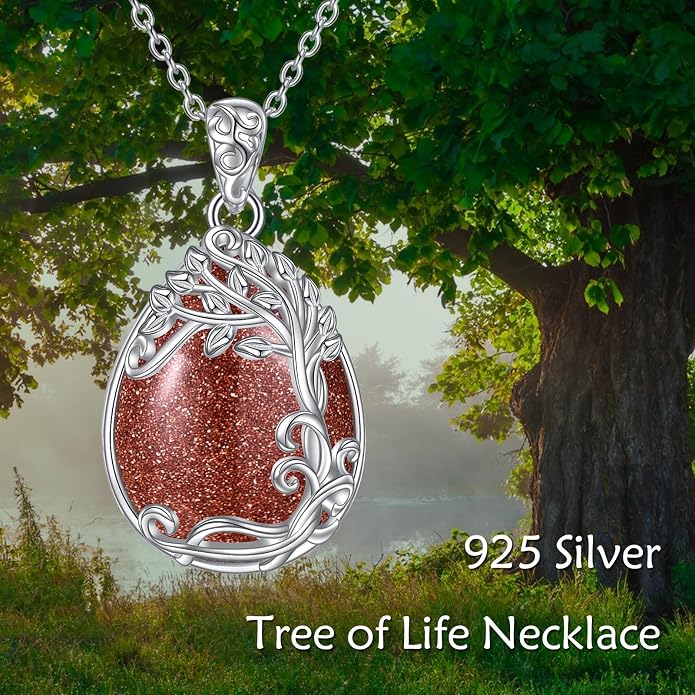YAFEINI 925 Sterling Silver Moonstone Necklace Filigree Teardrop Pendant Necklace Jewelry for Women Girls