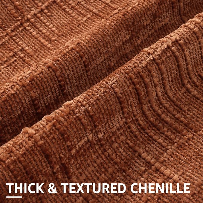 decorUhome Textured Chenille Throw Pillow Covers 20x20 Set of 2 Rust | Fall Modern Farmhouse Soft Cozy Slubby Couch Pillow Cases Boho Decorative Pillow Cases for Bed Sofa Living Room Home Decor