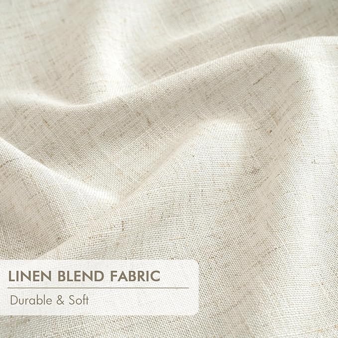 MIULEE Linen Pinch Pleated 100% Blackout Linen Curtains 108 Inch Long 2 Panels Set, Black Out Memory Trained Pleat Curtains Light Blocking Room Darkening Drapes for Bedroom Living Room Window