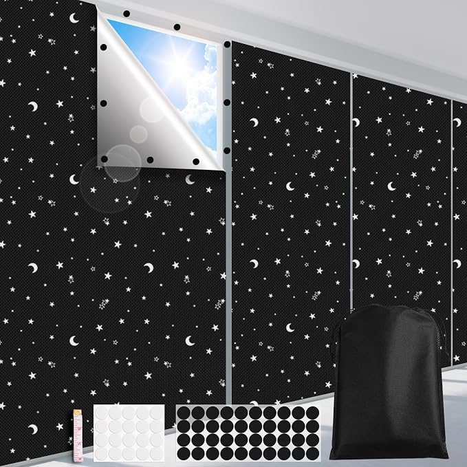 FADOTY 100% Blackout Curtains, 57"x 157" Portable Black Out Window Cover | Blackout Window Film Shades Blinds, Cuttable, No Drill, Sun Heat Light Blocker for Bedroom, Nursery, Media Room, RV, White