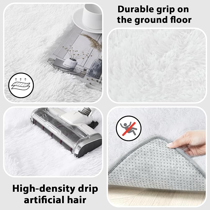 White 10x12 Area Rug Living Room - Large Soft Fluffy Non-Slip Carpet | Cloud-Soft Comfort: Microfiber Memory Foam Layers Cradle Every Step - Cozy Warmth Your Whole Family Will Sink Into Daily