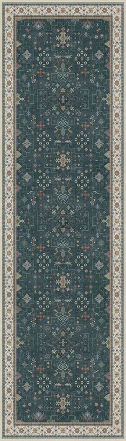 Hazo Haus Vintage 2x7 Washable Runner Rug Non Slip for Kitchen, Bathroom, Hallway - Low Pile Stain Resistant 7ft Long Runner Rugs - Victorian Eclectic Floral Pastel Home Decor (2x7 Dark Green)