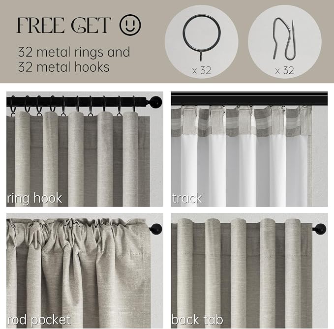 Topfinel 84 Inch Long Linen Blackout Curtains for Bedroom Flax Grey 100% Black Out Linen Texture Curtains Solid Thermal Insulated Window Drapes Luxury Decor for Living Room 84 inches Length 2 Panels