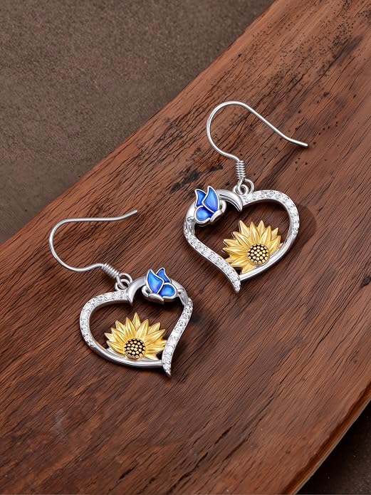 Bee/Butterfly/Dragonfly/Hummingbird/Sunflower Earrings for Women 925 Sterling Silver Sunflower Earrings Hypoallergenic Animal Jewelry Gifts for Women