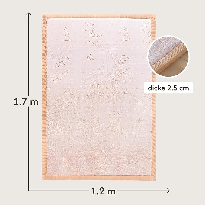 Hakuna Matte GlowCloud Baby Play Mat for Floor 47”x 67” Dinosaurs | Coral Velvet high-density foam Rug for Crawling & Cozy Play – Non-Slip, Water-Resistant, Easy-Care Tummy Time Mat