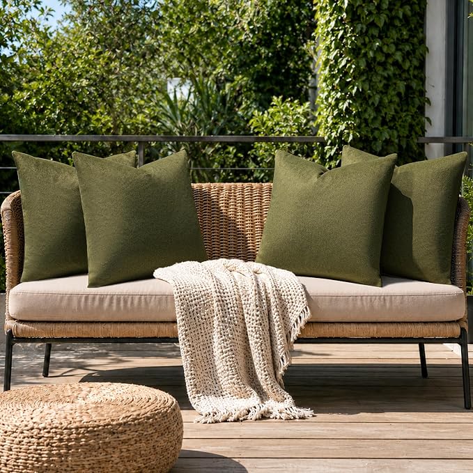 a moment Waterproof Throw Pillow Covers Set of 4,26x26 Inch Outdoor Stain Resistant Pet Friendly Pillowcases Cushion Covers for Patio Sofa and Living Room,Rust