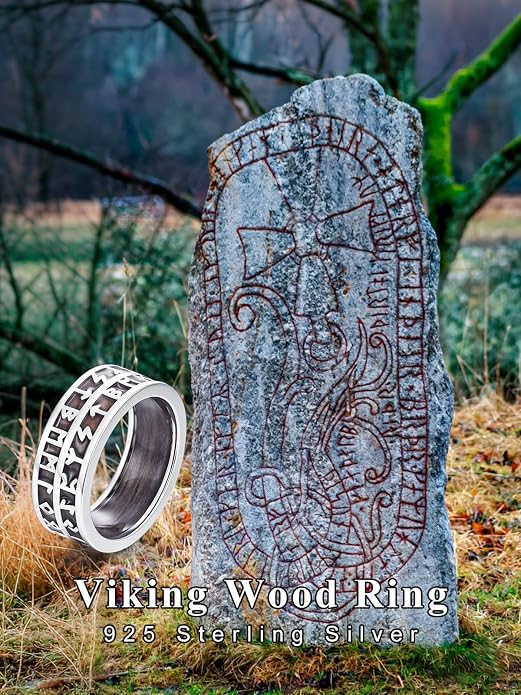 Wooden Celtic/Cross Ring 925 Sterling Silver Wedding Band Wood Mens Rings Engagement Ring Jewelry Gift for Men Women Size 8-14