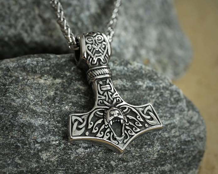 Baldur Jewelry - Thors Hammer Necklace Pendant Mjölnir - Viking Norse Thor Hammer Pendant Viking Jewelry - Thor Necklace - Thor Gifts for Men - Viking Necklace for Men