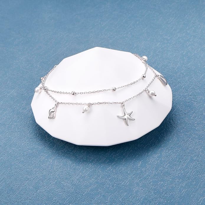 S925 Sterling Silver Ankle Bracelets Butterfly/Evil Eye/Anchor/infinity/Beach Anklet for Women Opal Moonstone Foot Chain Beach Jewelry