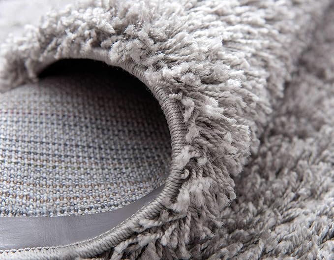 Unique Loom Solid Shag Collection Area Rug (9' x 12' Rectangle, Cloud Gray) | Modern solid area rug for living room, bedroom & dining room. Stain-resistant, easy-care, kid & pet friendly