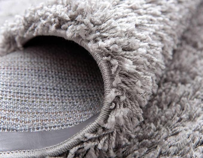 Unique Loom Solid Shag Collection Area Rug (6' 1" x 9' Rectangle, Cloud Gray)