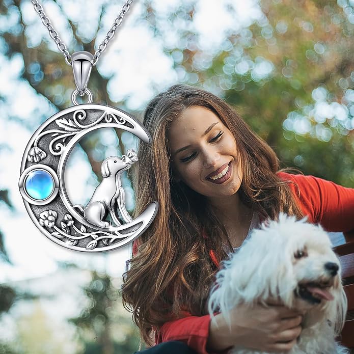 S925 Sterling Silver Cat Panda Bear Moon Pendant Necklace I love You To The Moon and Back Jewelry Gift