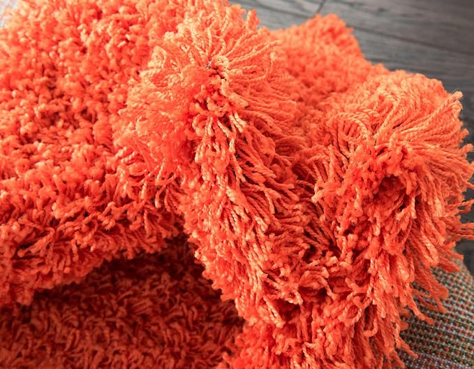 Unique Loom Solid Shag Collection Area Rug (7' 1" x 10' Rectangle, Tiger Orange)