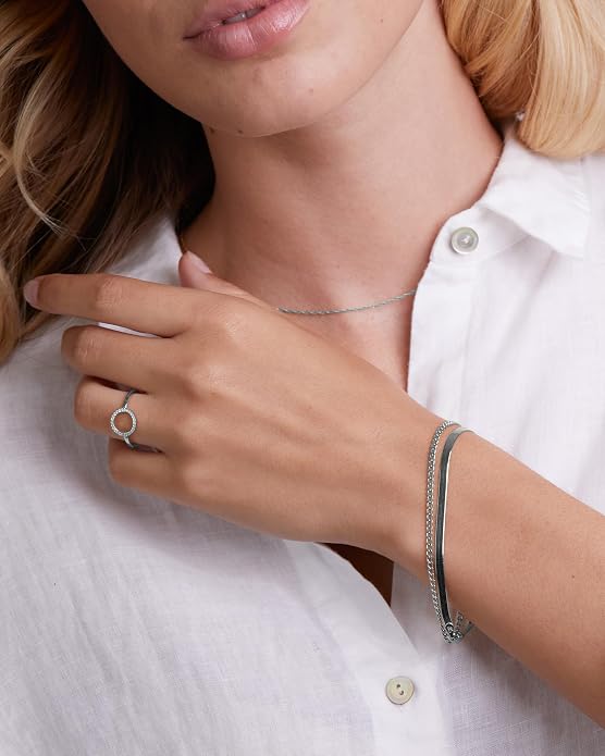 Milla Sterling Silver Rings for Women - Dainty Stackable Open Circle & Chain Gold Rings