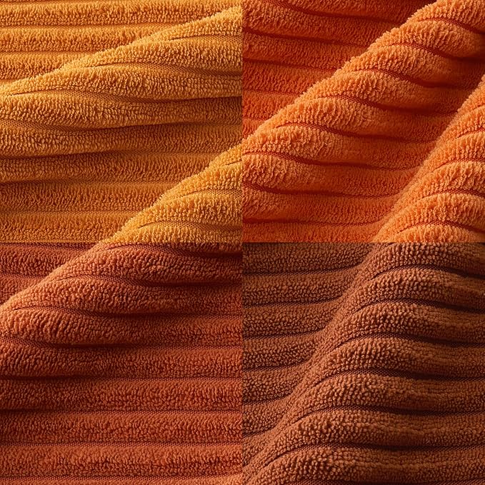 MIULEE Boho Farmhouse Throw Pillow Covers 18x18 Inch Set of 4 Mordern Nordic Cushion Covers Soft Corduroy Fall Home Decor for Couch Bed Sofa Living Room Orange Rust