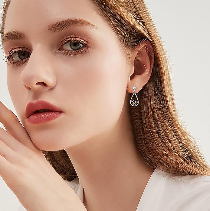 Sterling Silver Cross/Rose/Heart/Moon Star/Mushroom Dangle Drop Stud Earrings Jewelry Gifts for Women Girls
