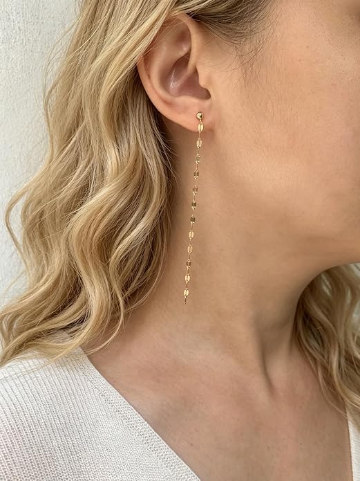 Long Chain Dangle Earrings Dainty Tassel Drop Linear Earrings Hypoallergenic Jewelry