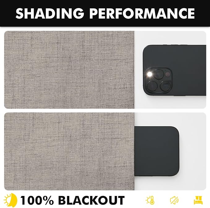 MIULEE 100% Blackout Linen Curtains for Bedroom 42 x 63 Inch Greige 2 Panel | Thermal Insulated, Room Darkening Drapes for Living Room, Back Tab Rod Pocket Pinch Pleated, Solid Luxury Decor