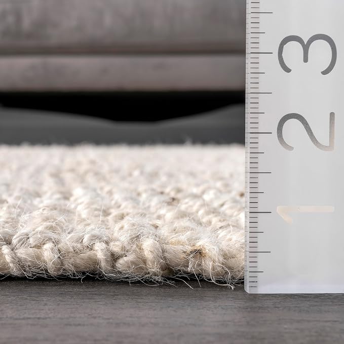 nuLOOM Ashli Off White Solid Handwoven Area Rug, 8' x 10'