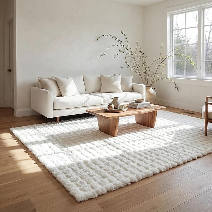 nuLOOM Jeni Off White Checkered Washable Area Rug, 3' x 5' | Nuloom Jeni Checkered 3' x 5' Machine Washable Accent Rug for Living Room Bedroom Dining Room Entryway, Off White