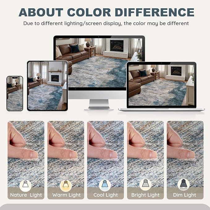 DMOYEST 10x12 Area Rug for Living Room, Washable & Non Slip Large Indoor Carpet, Kid & Pet Friendly Soft Thin Low Pile Abstract Rug for Bedroom and Office - Dark Grey