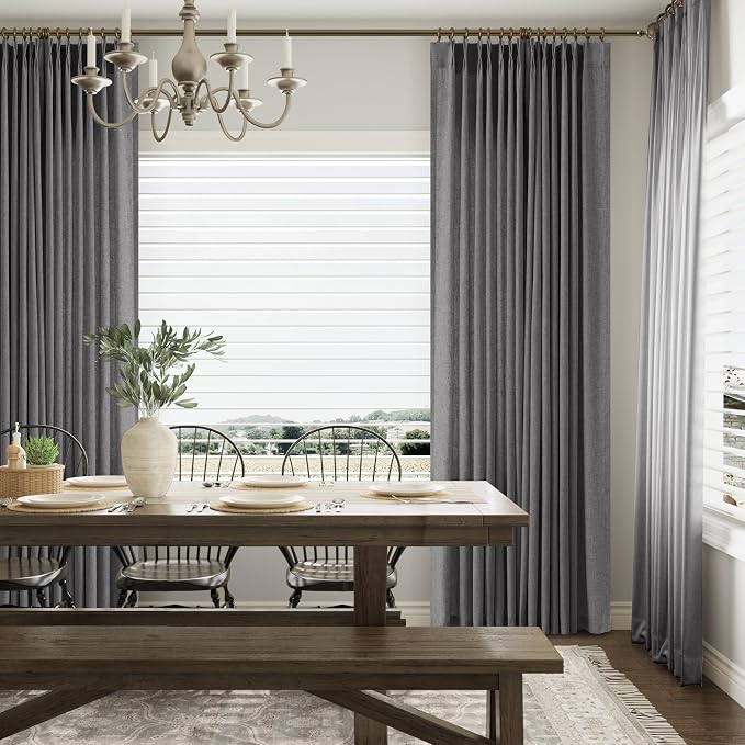 Aersas Blazer Grey Linen Curtains 84 Inches Long 2 Panels Set Back Tab and Rod Pocket Living Room Curtain Farmhouse Neutral Light Filtering Drapes for Bedroom Cottage 40 Inch Width x 84 Inch Length