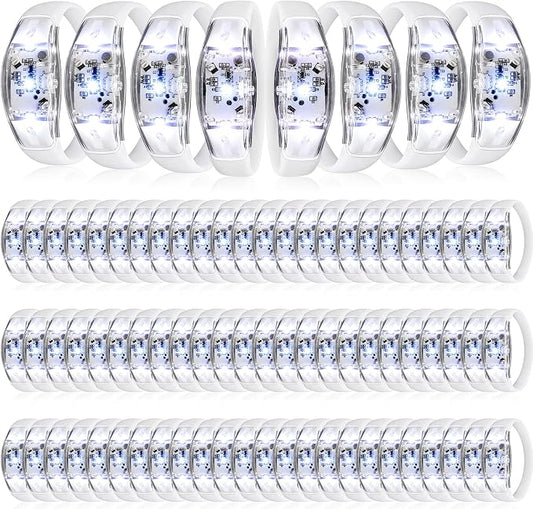 JellyArch 80 Pcs White LED Glow Bracelets, Sound Activated LED Bracelets for Wedding Reception Party Favors, Bridal Shower, Bachelorette Party, Rave, Concert, Birthday and Night Events
