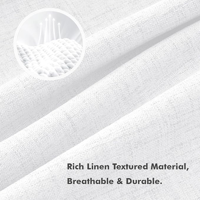 MIULEE 100% Blackout Linen Curtains 42 x 72 Inch Bright White 2 Panels | Thermal Insulated, Room Darkening Drapes for Bedroom Living Room, Back Tab Rod Pocket Pinch Pleated, Solid Luxury Decor