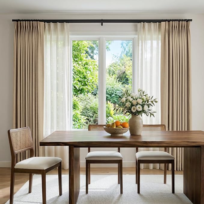 CAPALOCA Pinch Pleated Blackout Curtains 96 Inches Long, Linen Blend, 100% Blackout Drapes with 20 Hooks, Ideal for Bedroom and Living Room, 40" W x 96" L (Pack of 2), Café Brown