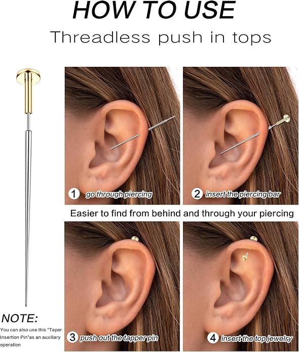 ORAZIO 16 Gauge Cartilage Earrings for Women-Hypoallergenic Surgical Stainless Steel Tragus Earring Set Threadless Flat Back Earrings Push in Nose Studs Daith Conch Tragus Helix Piercing Jewelry