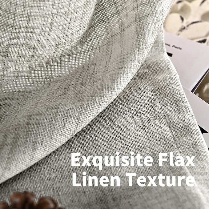 YoungsTex Linen Curtains 54 Inch Length for Living Room, Light Filtering Drapes Bronze Grommet Textured Privacy Semi Sheer for Bedroom Window Decorative, Dark Grey, 52 x 54 Inch, 2 Panels