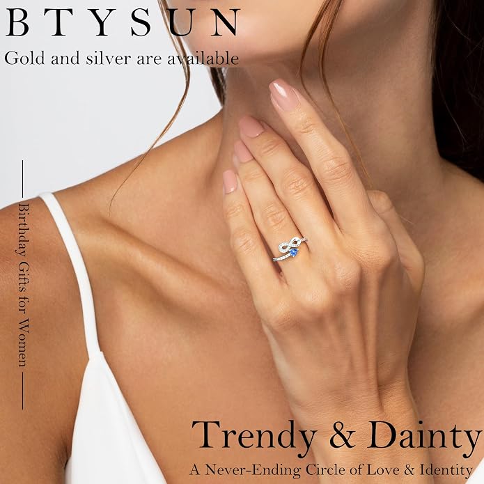 Btysun Mothers Day Gifts, Birthday Gifts for Women Non Tarnish Gold Rings Adjustable 1-12 Birthstone Rings Birthday Gift for Wife Mom Stocking Stuffers Promise Ring Anniversary Wedding Jewelry