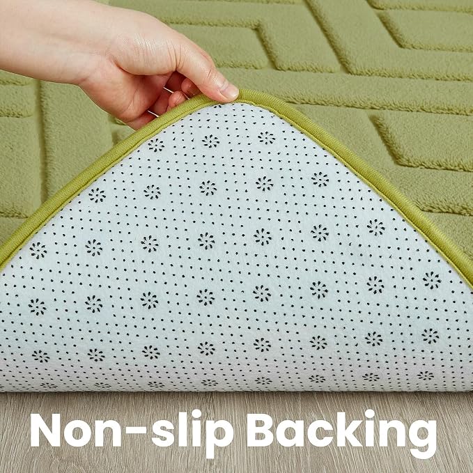 Macgace Ultra Soft Green Area Rug for Living Room, 5x7 Modern Geometric Shag Rugs with Nonslip Backing for Bedroom, Washable Fuzzy Carpet for Cozy Kids Room