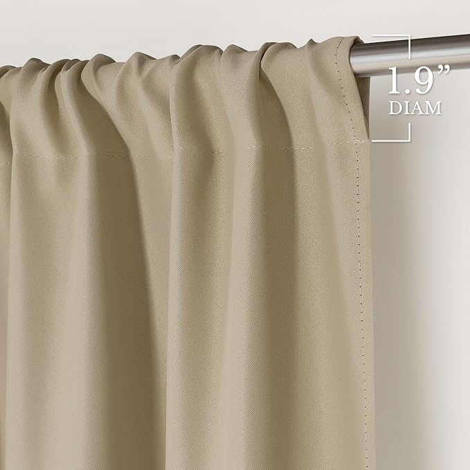 NICETOWN Window Treatment Thermal Insulated Rod Pocket Room Darkening Curtains/Drapes for Living Room (Cocoa Eggnog, 2 Panels, W42 x L84 inches)