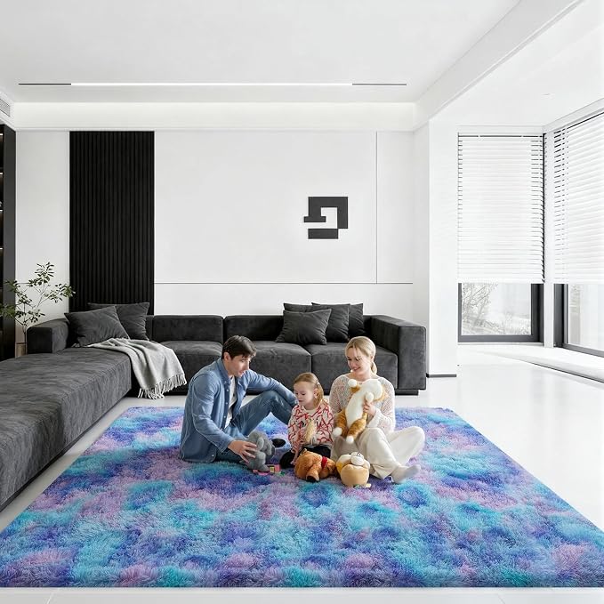 8x10 Area Rugs for Living Room, Large Fluffy Rugs for Bedroom, Fuzzy Shag Soft Non-Slip Carpet for Kids Girls and Boys Nursery Dorm Indoor Room Home Decor (8ft X 10ft, Rainbow)