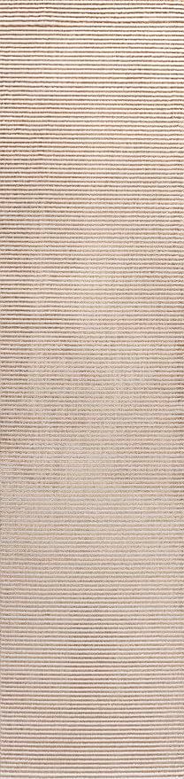 JONATHAN Y Cole Pinstripe High-Low White/Gold Runner Rug, 2x8, Modern, Minimalist, Easy-Cleaning for Living Room, Bedroom, Kitchen, Pet Friendly, Non-Shedding (CAR101D-28)